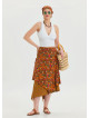 Mustard Bohemian Skirt with Elastic Waist and Tie Detail 4520